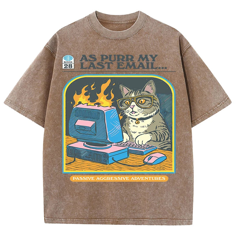AS PURR MY LAST EMAIL Retro Cat Tee