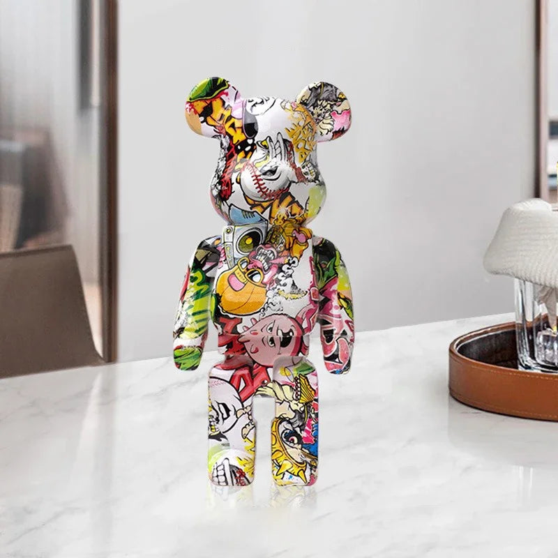 Graffiti Bear Art Sculpture Home Decor