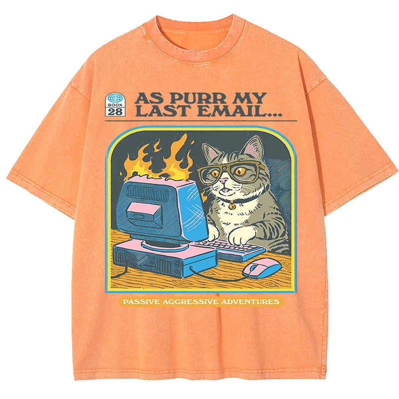 AS PURR MY LAST EMAIL Retro Cat Tee