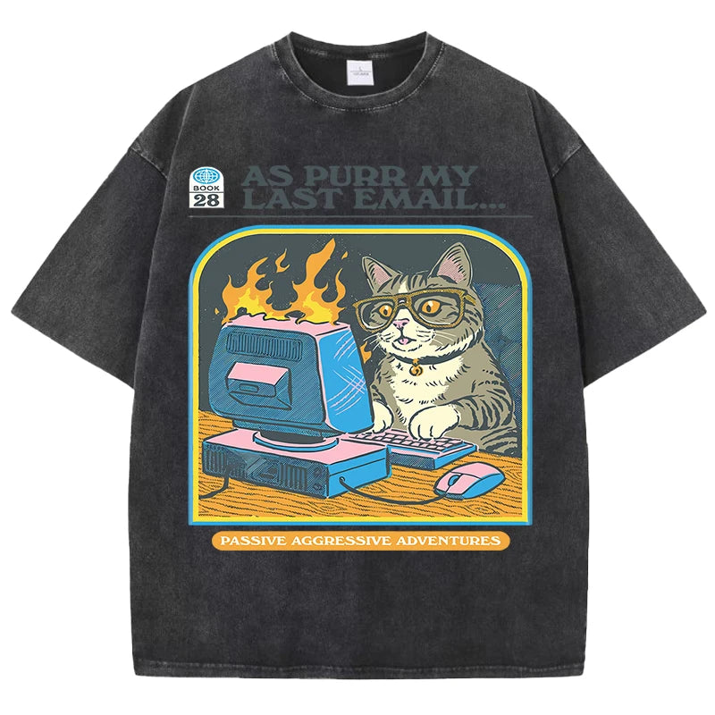 AS PURR MY LAST EMAIL Retro Cat Tee