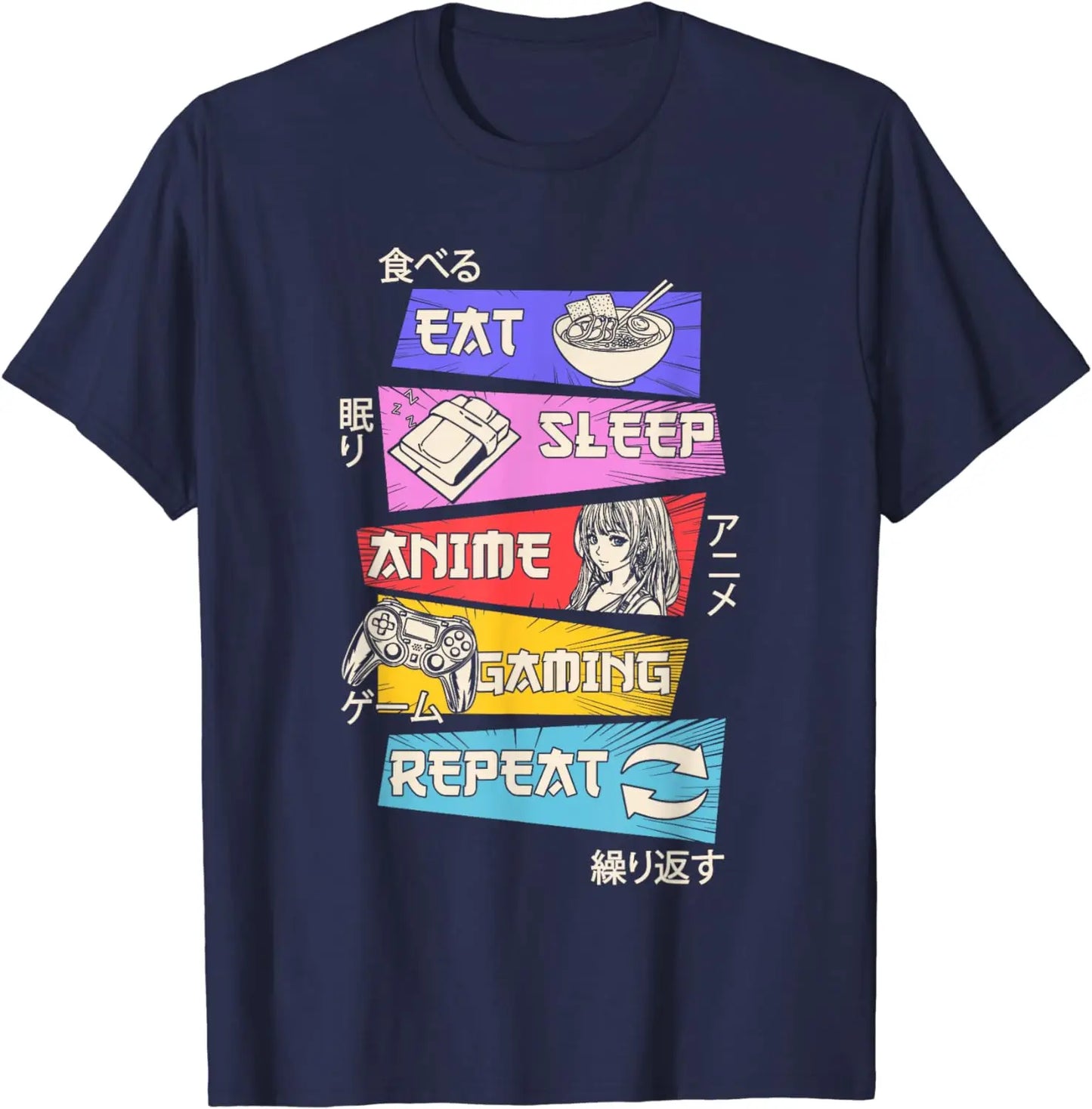 Eat Sleep Anime Gaming Repeat Otaku Tee