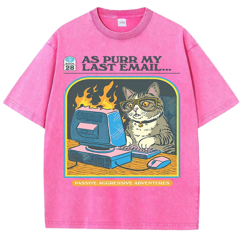 AS PURR MY LAST EMAIL Retro Cat Tee