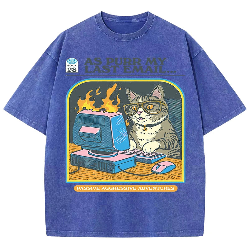 AS PURR MY LAST EMAIL Retro Cat Tee