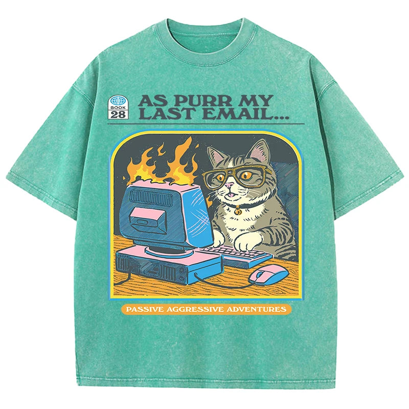 AS PURR MY LAST EMAIL Retro Cat Tee