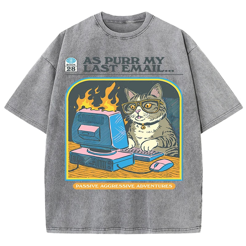 AS PURR MY LAST EMAIL Retro Cat Tee