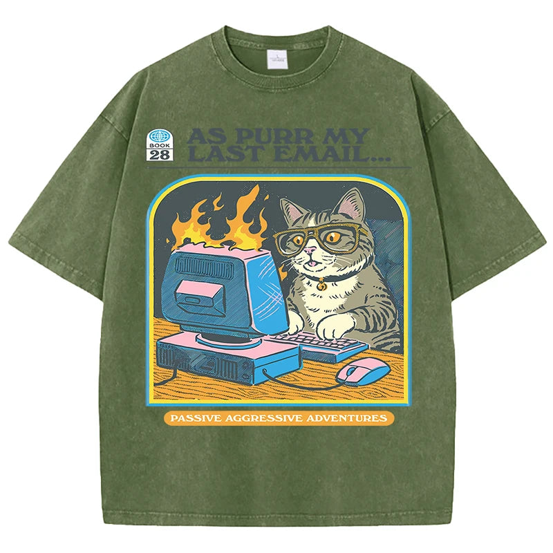 AS PURR MY LAST EMAIL Retro Cat Tee