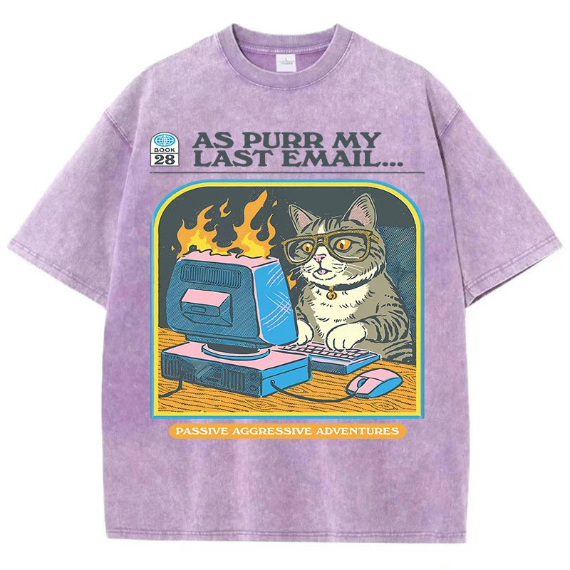AS PURR MY LAST EMAIL Retro Cat Tee