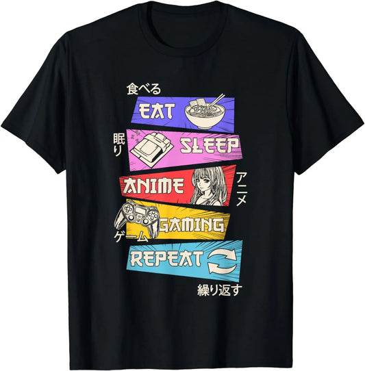 Eat Sleep Anime Gaming Repeat Otaku Tee