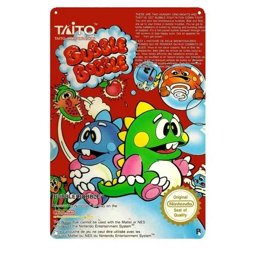 Retro Bubble Bobble Metal Sign