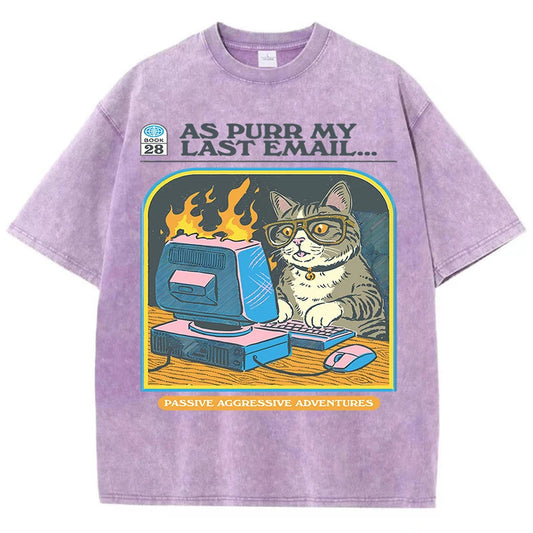 AS PURR MY LAST EMAIL Retro Cat Tee